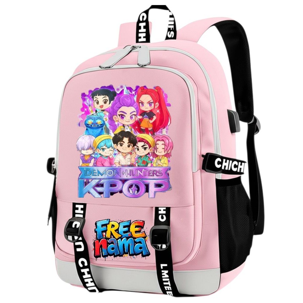 NDS - กระเป๋าเป้นักเรียน KPOP นักล่าปีศาจการ์ตูนน่ารัก + ชื่อฟรี | กระเป๋าเป้ ไม่จํากัดเพศ อินเทรนด์