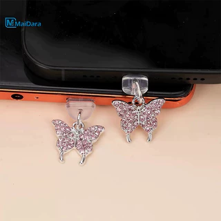 จี้ป้องกันฝุ่น ปลั๊กกันฝุ่นโทรศัพท์ โลหะผสม Rhinestone น่ารัก จี้โทรศัพท์รูปแมว ช่องเสียบหูฟัง ช่องเสียบชาร์จ