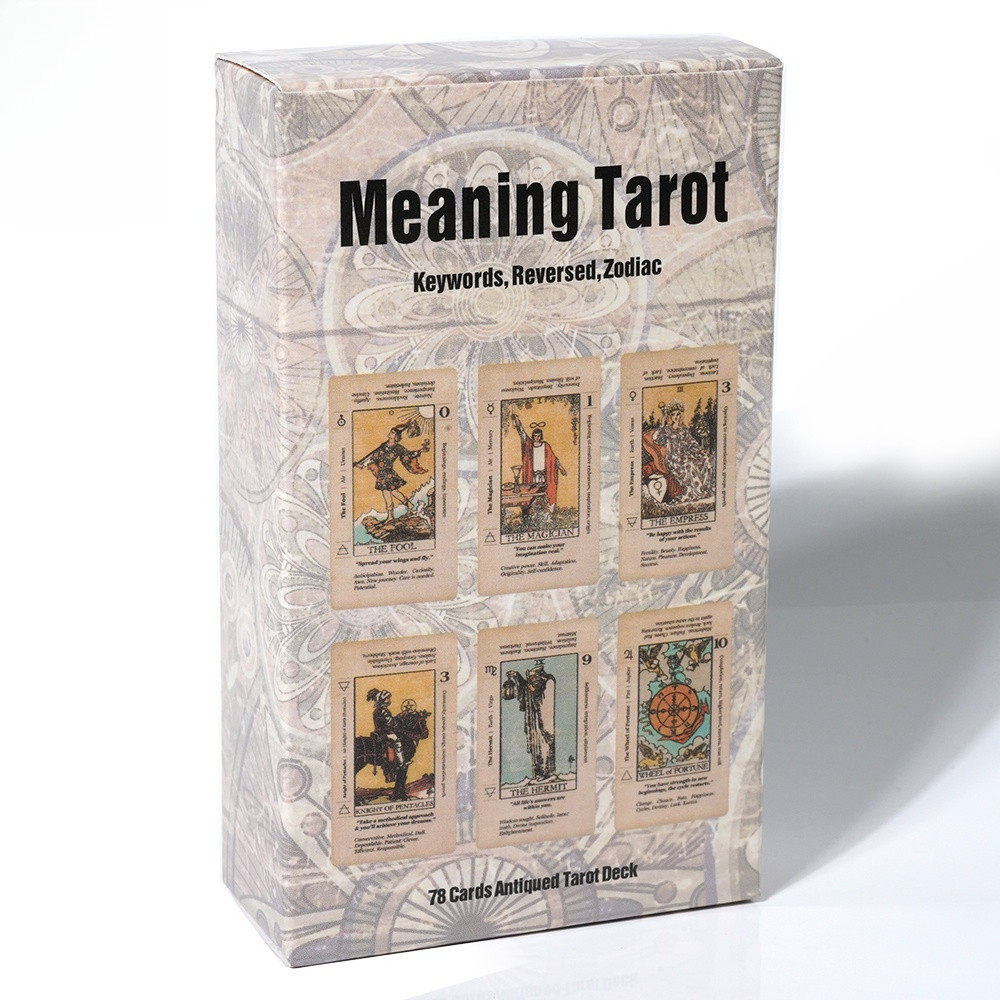 ไพ่ทาโรต์ที่มีความหมายบน Them เริ่มต้น Tarot Keyword Antiqued Tarot Deck เรียนรู้ไพ่ทาโรต์ 78 การ์ดย