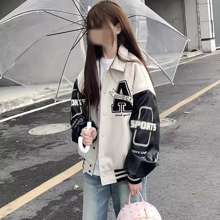 Patchwork Leather2025JK026P56new23 #Apricot Towel Woolen Size Fabric2025Embroidery M2XL to NEW KW35