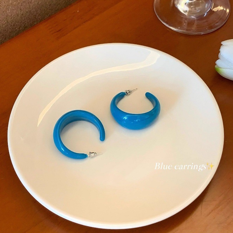 ต่างหูห่วงรูปตัว ค สีกรมท่า สไตล์สวยสำหรับผู้หญิง - รูปที่ 2