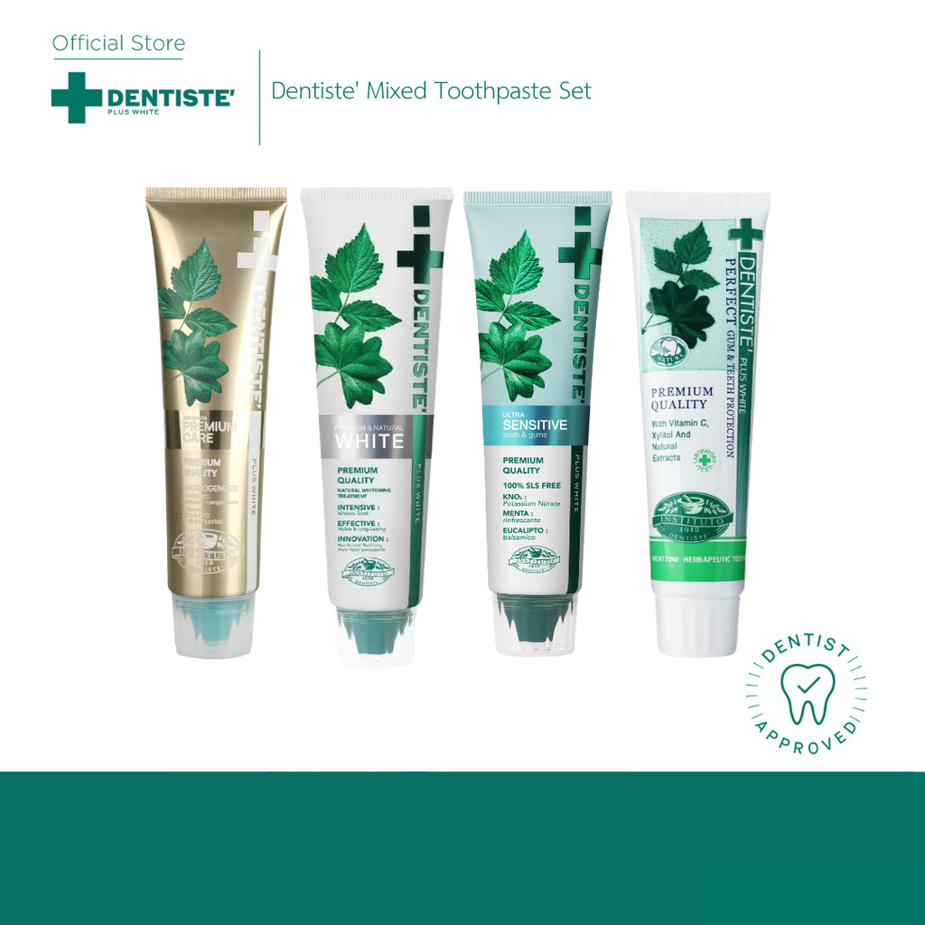 [Pack Set] Dentiste Mix Toothpaste Tube 100 G.เซ็ตยาสีฟัน 4 สูตร (Premium Care Original Sensitive & Premium White )