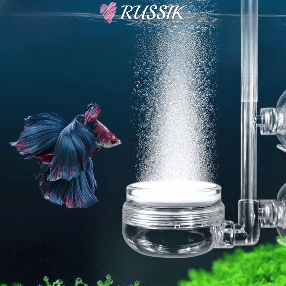 RUSSIK ปั๊มลมแก้วหินทราย, Air Bubble Disk อุปกรณ์เสริมโปร่งใส CO2 Diffuser Purifier, พร้อมถ้วยดูดที่มีประสิทธิภาพ Oxygenating Aquarium Atomizer