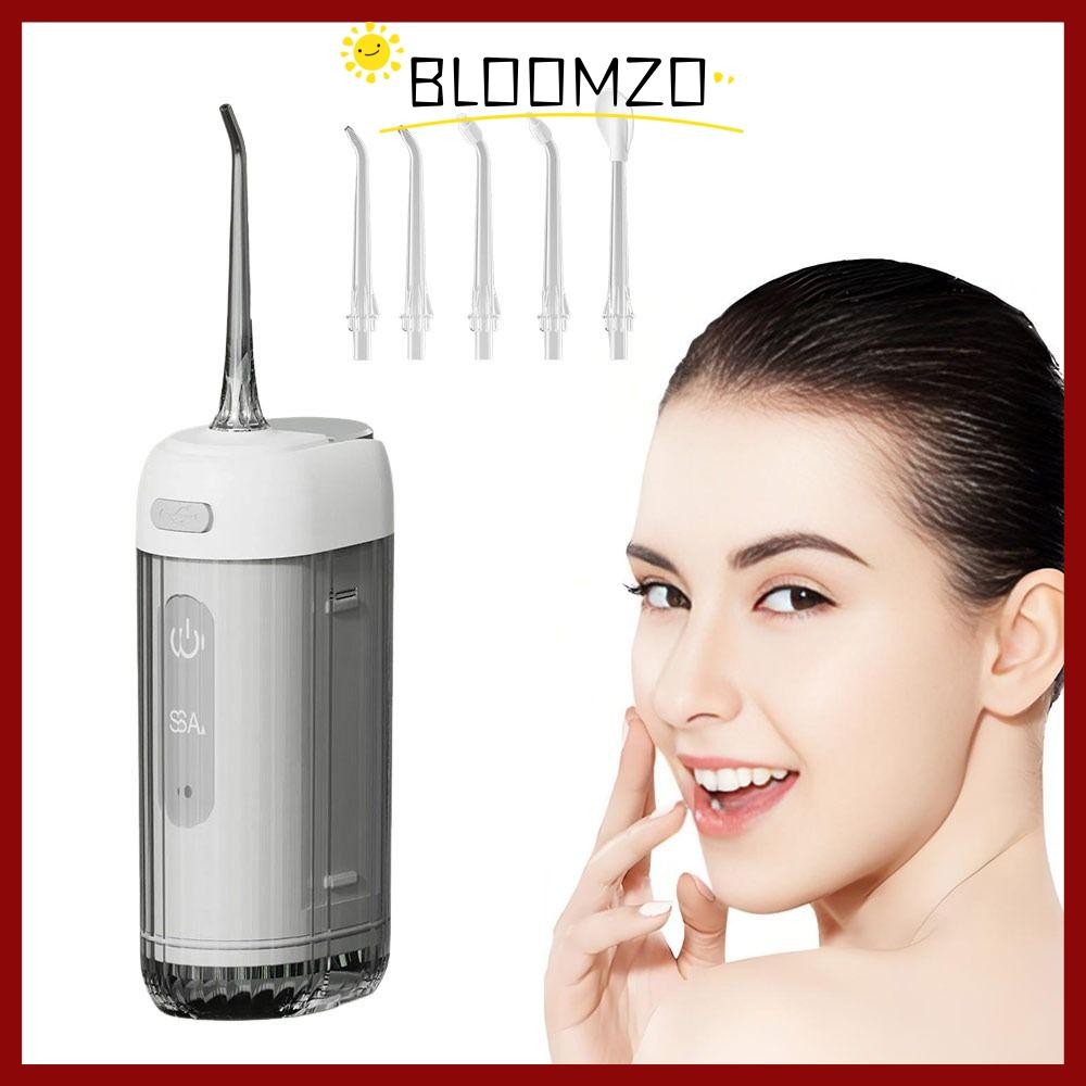 BLOOMZO Water Flosser, Gum Care 5 Jet Tip Water Jet Floss, 200ml USB ชาร์จ 3 โหมดทําความสะอาดไฟฟ้า