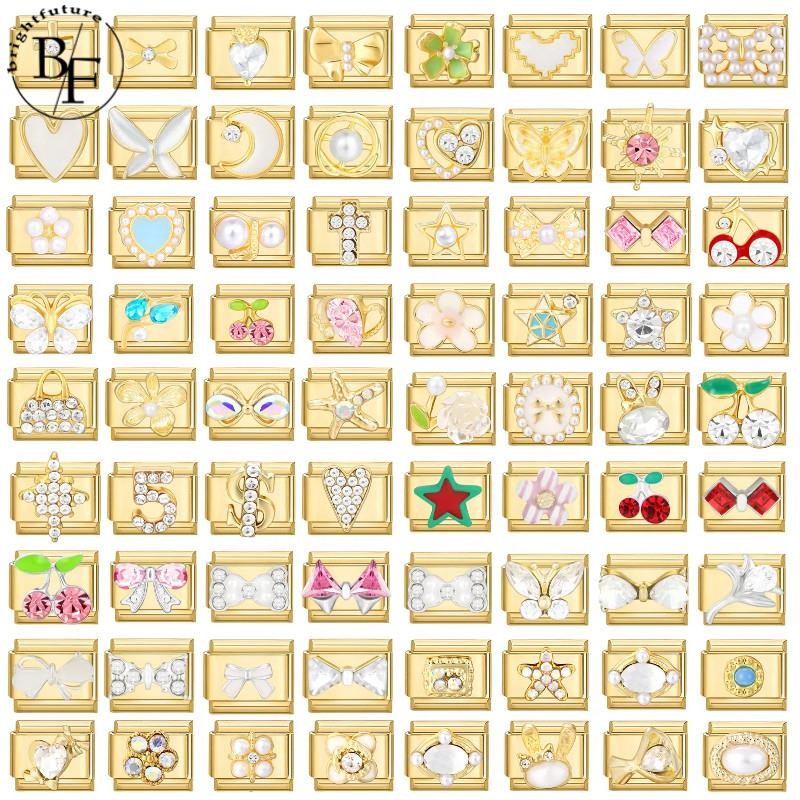 สร้อยข้อมือสแตนเลสแบบอิตาเลียน ขนาด 9 มม. กะเหรี่ยงเพชรสังเคราะห์ พร้อมของประกอบทำเอง