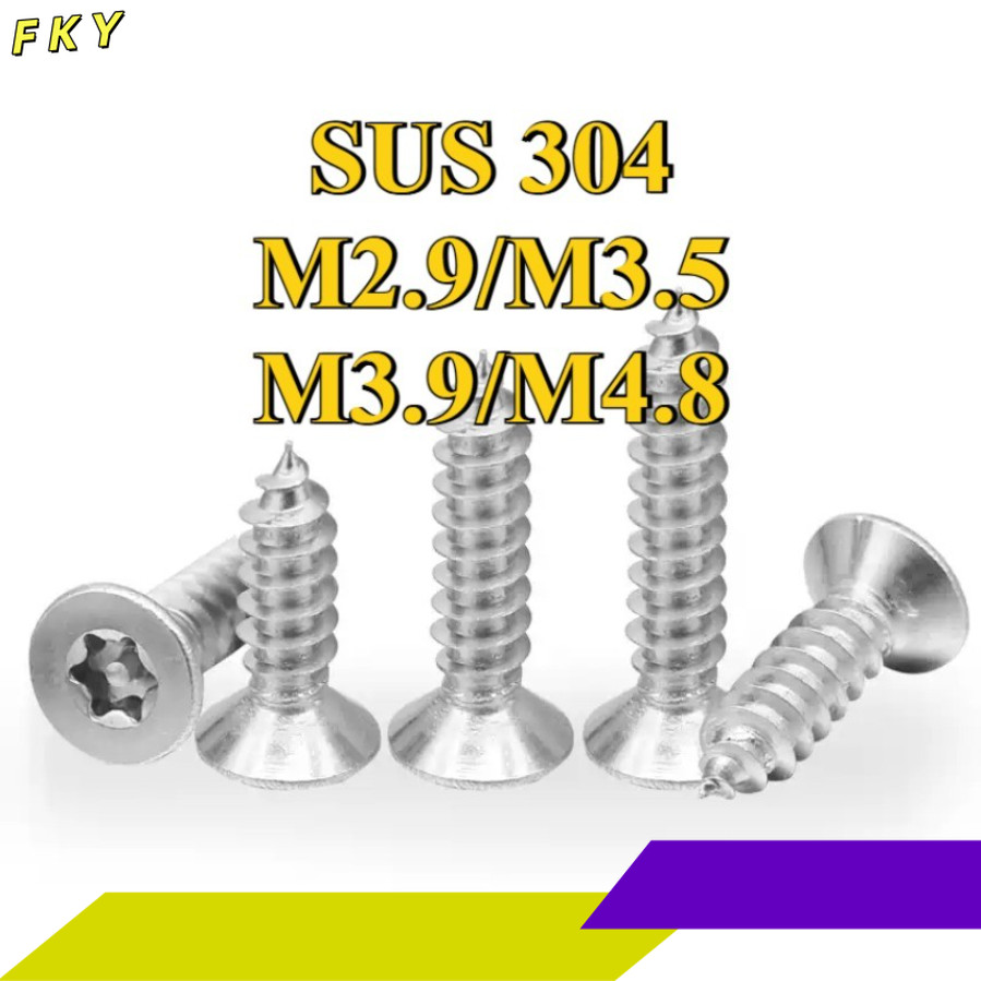 น็อต สกรู หัวเตเปอร์ F ช่องขัน ดาว ท็อกซ์ สแตนเลส 304 เกลียวปล่อย / Flat Head Torx Tapping Screw SUS