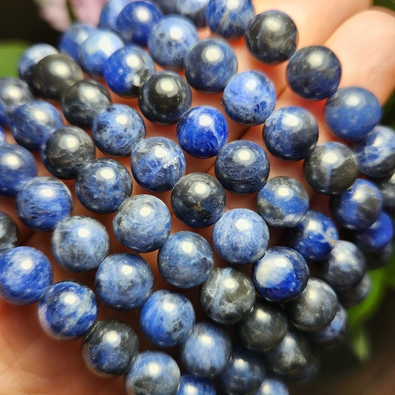 1 Pc Sodalite สร้อยข้อมือคริสตัลขัดสีฟ้า Sodalite สร้อยข้อมือหินธรรมชาติกําไลข้อมือแร่ตัวอย่างคอลเลก