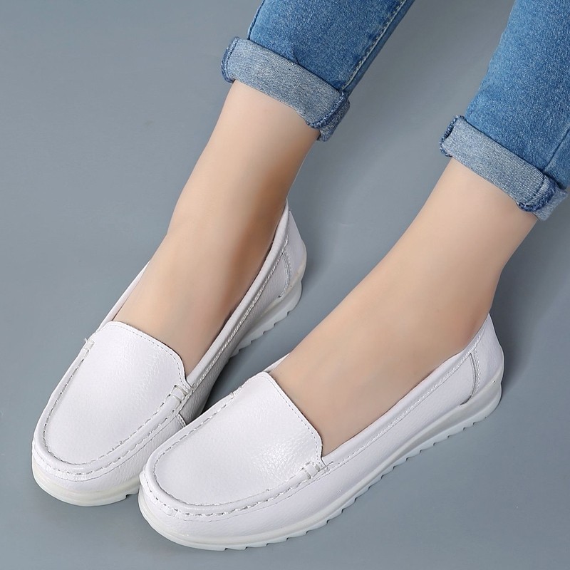 SA3 Runtip Kasut Jururawat Putih Nurse Slip Buckle Flat Shoes Nurse White Shoes