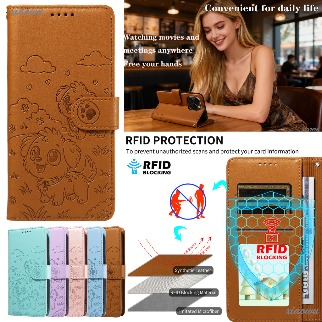 กระเป๋าสตางค์แบบพลิก RFID Blocking สัตว์น่ารักหนังนูนสําหรับ OnePlus 13R ACE 5 ULTRA Nord 5 CE5 N20 