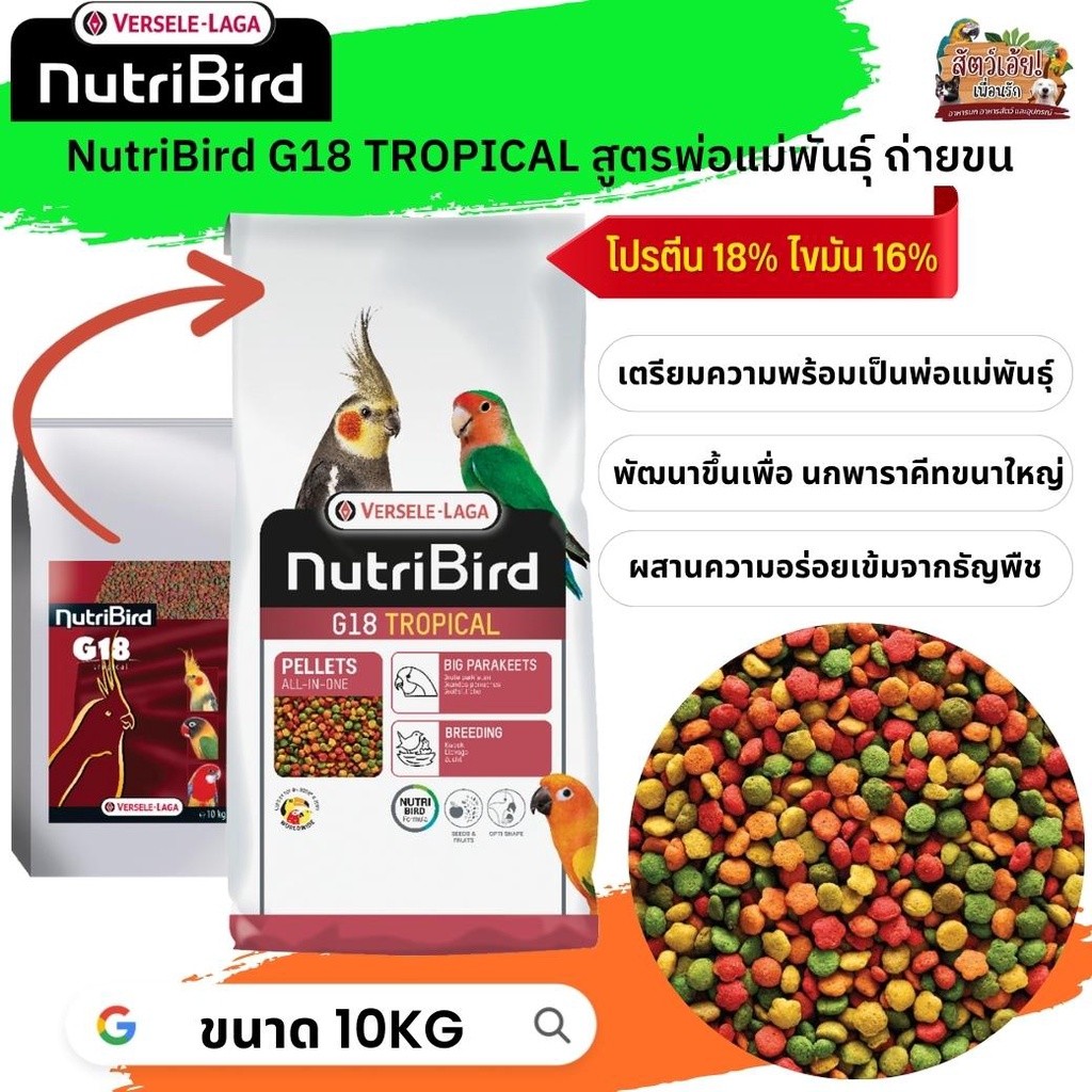 อาหารนกนูทริเบิร์ด NutriBird G18 tropical  กระสอบ 10kg