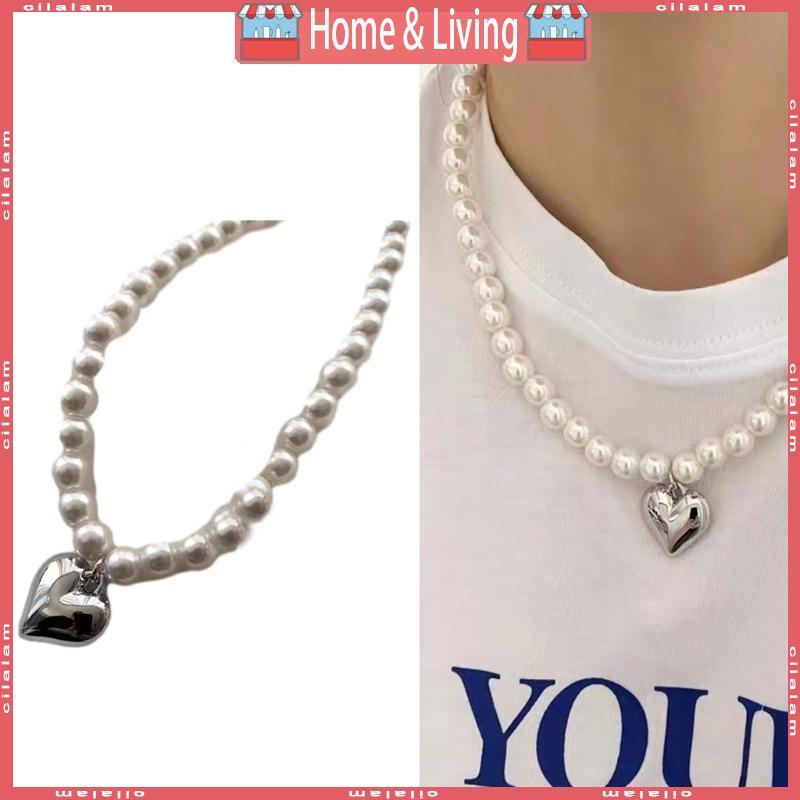 จี้หัวใจ สร้อยคอมุกเทียม วัสดุ CCB