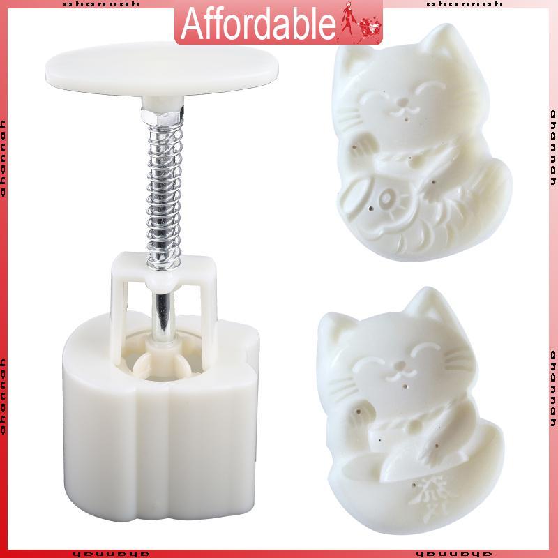 AH วัสดุพลาสติกแม่พิมพ์ขนมไหว้พระจันทร์ 50g Lucky สําหรับแสตมป์รูปแมวเค้กดวงจันทร์ Moulds สําหรับอบข