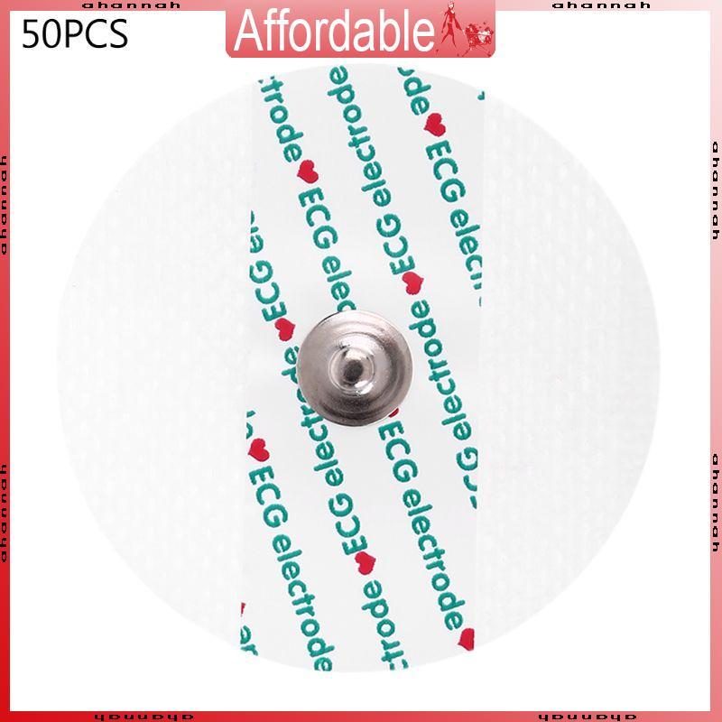 AH 50 ชิ้นชุดแผ่นอิเล็กโทรดแบบใช้แล้วทิ้ง ECG EKG Electrodes Heart Monitor อิเล็กโทรดไม่ทอสําหรับ Mo