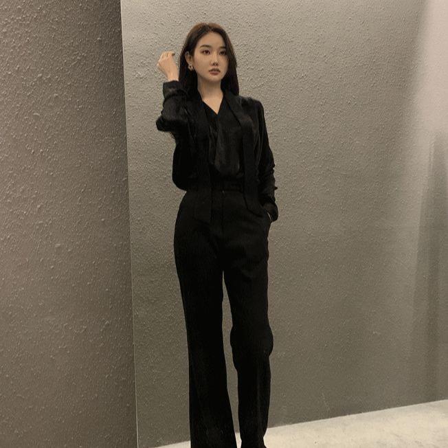 Chili Koko เสื้อเชิ้ตผ้าซาตินคอวีริบบิ้นคอฮอลเตอร์ เสื้อแขนยาวทรงหลวมใหม่สำหรับฤดูใบไม้ผลิและฤดูใบไม้ร่วง 99238 - รูปที่ 6