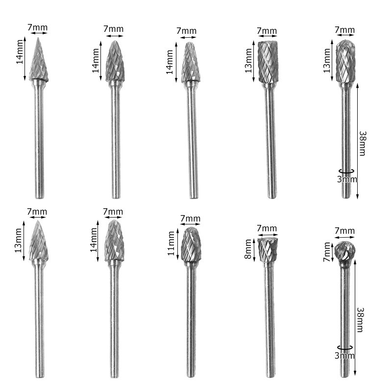 MUSCLE COW หัวเจียรทังสเตนคาร์ไบด์ ชุด 10 ชิ้น สำหรับงานขัดโลหะ แกะสลักไม้ และใช้งานอเนกประสงค์ - รูปที่ 5