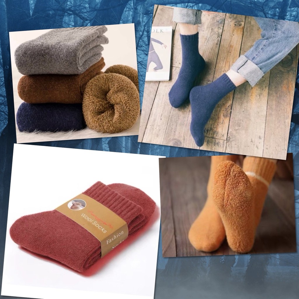 😋 ถุงเท้า ขนแกะ กันหนาว Wool Sock รองส้นเท้า รองช้ำ ผ้าหนานุ่ม ลดแรงกระแทก แก้ปวดส้นเท้า ฝ่าเท้า เบาสบาย เพื่อสุขภาพ 😋