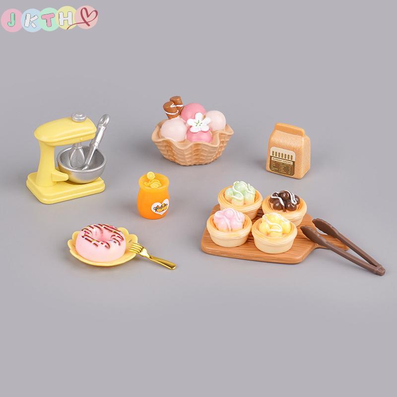 JKTH 1/12 ตุ๊กตาขนมบนโต๊ะอาหารชุดเบเกอรี่ตุ๊กตาจําลอง Miniature ครัวขนมหวาน Shop อาหารตกแต่งแกล้งทํา