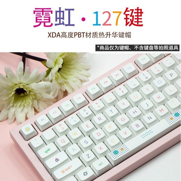 work egg keycaps keycap โรงงานขายตรงธีมแสงนีออน XDA/ไทย/อังกฤษ/เกาหลี/127-Key Full Set Sublimation M