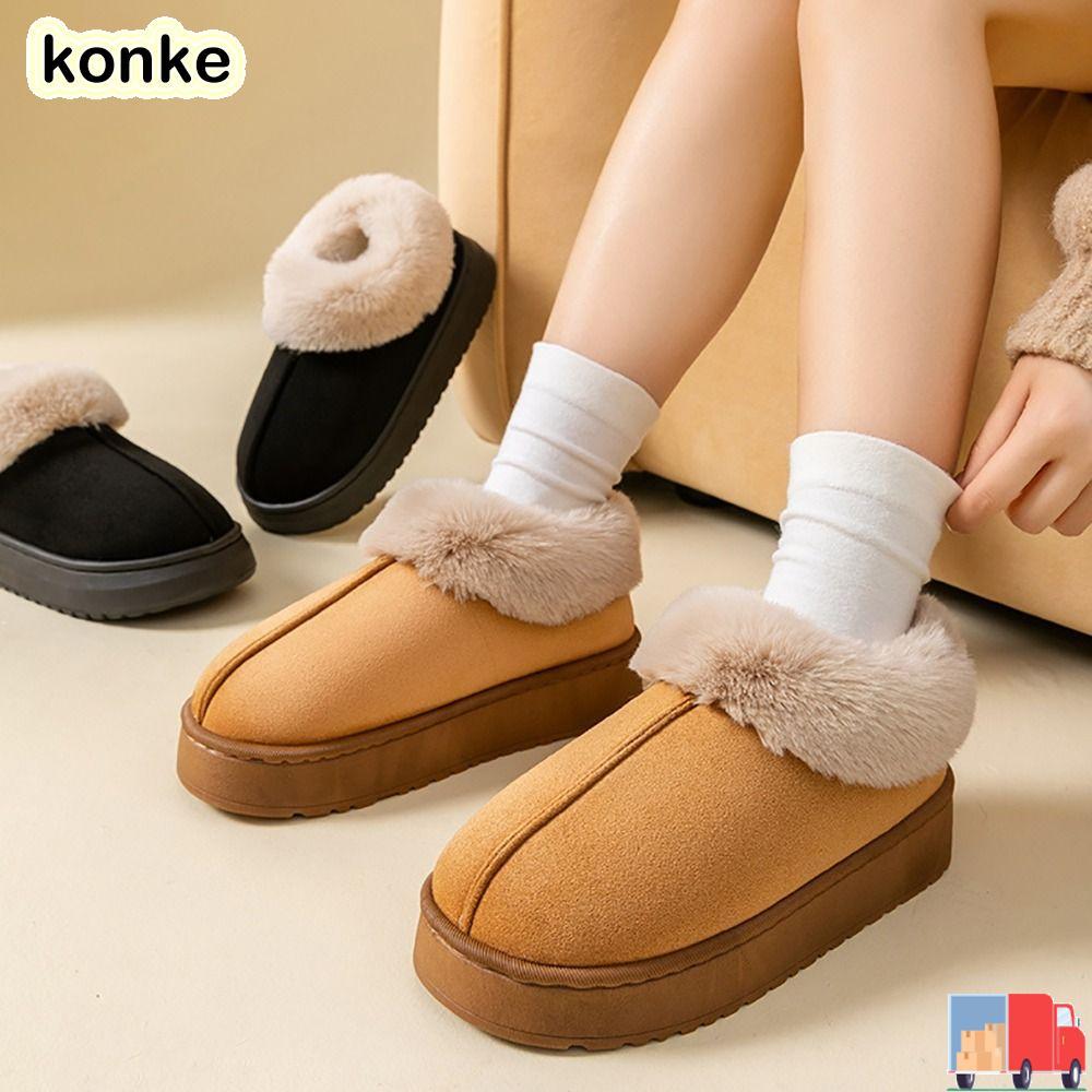 KONKE รองเท้าบูทหิมะสำหรับผู้หญิง ดีไซน์นุ่มนวลเหมือนขนปุยตุ๊กตา สวมใส่สบายและอบอุ่น