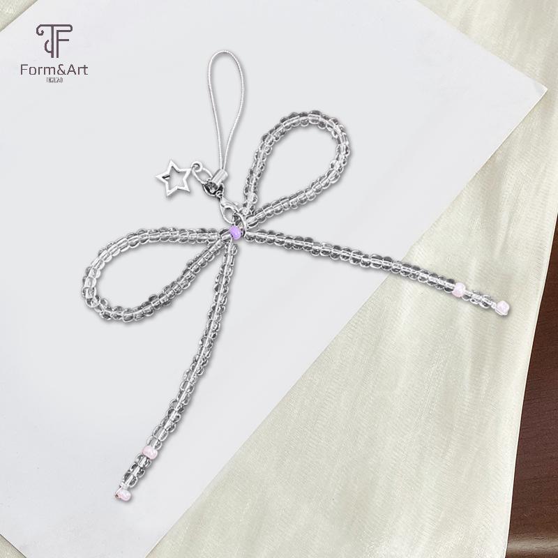 Form & Art เกาหลีหวาน Pearl Bow พวงกุญแจจี้หัวใจพวงกุญแจ Y2K ความงาม Key สําหรับหญิงกระเป๋าจี้อุปกรณ