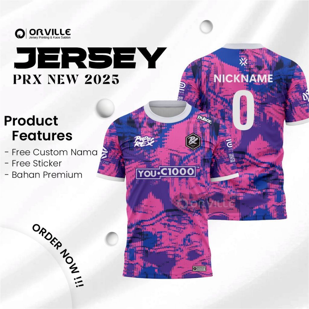 เสื้อบอล PAPER REX JERSEY ปี 2025 สำหรับการแข่งขันทั่วไป พร้อมหมายเลขและนิคเนームฟรี