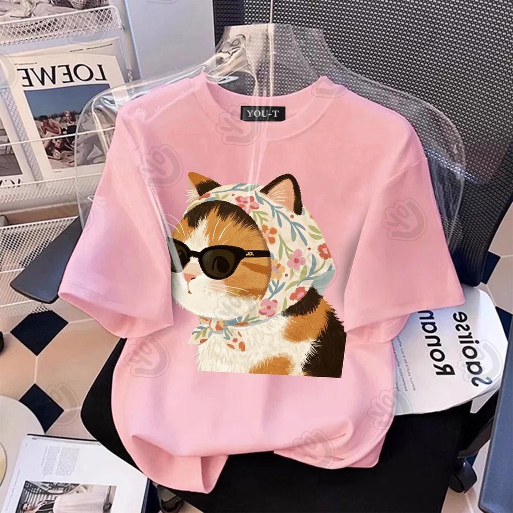 🌷Su.Tee🌷 สื้อยืด oversize เสื้อแฟชั่น เกาหลี โคตรนุ่ม ผ้าคอตตอน ลาย  "Glasses ca" สินค้าใหม่ 2025
