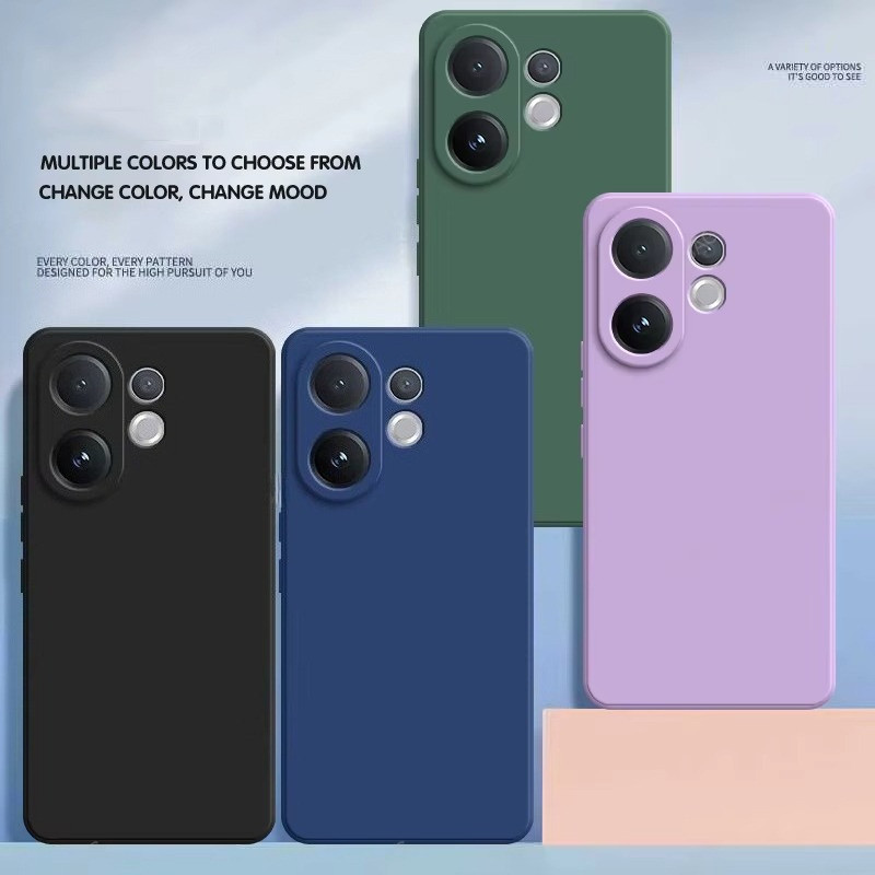 เคสโทรศัพท์ซิลิโคนเหลวสําหรับVivo V60 V50 Lite X200 FEขอบตรงนิ่มTPUฝาครอบป้องกัน