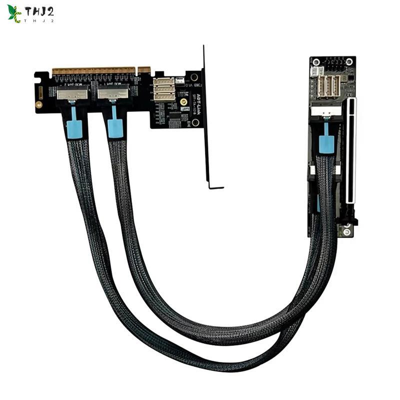 THJ2ADT-LINK PCIe 4.0 X16 MCIO กราฟิกการ์ดแยกการ์ด Extender สาย GEN4 PCIE X16 ถึง X8 X8 Bifurcation 