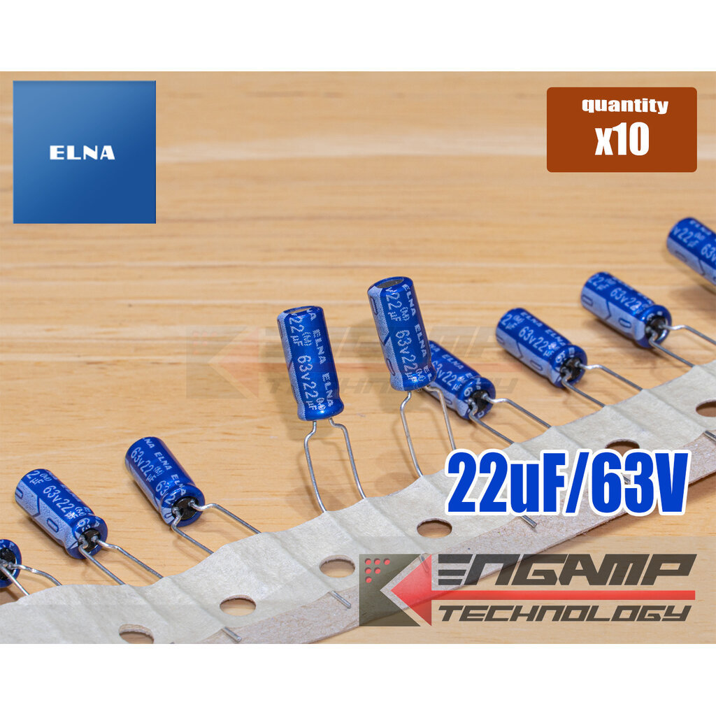 (10ตัว) [E-CAP] 22uF/63V 85 C ELNA RE3 5x12mm P=5mm