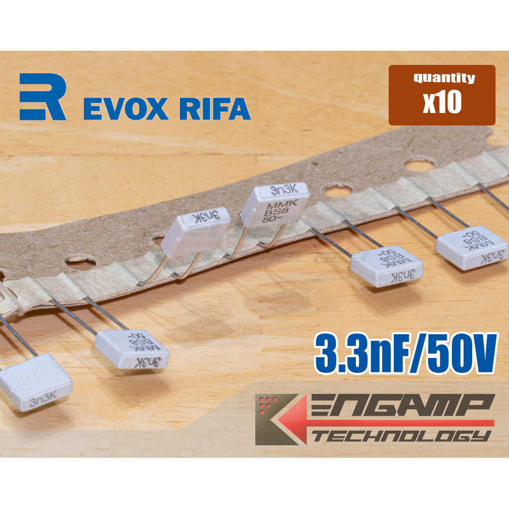 (10ตัว) [F-CAP] 3.3nF/50V 3n3K50V EVOX MMK5 10% 2.4x7.2 H=6.5mm P=5mm