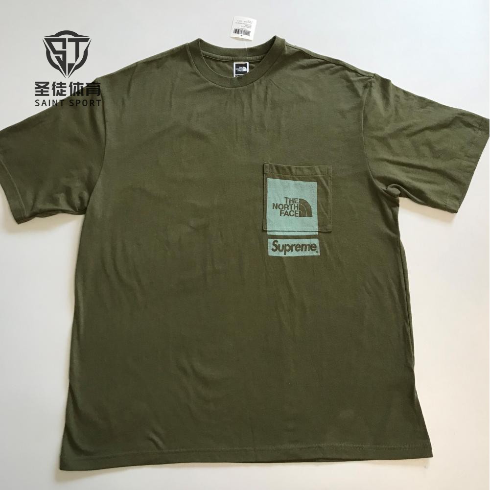 ของแท้ Supreme x The North Face ฤดูใบไม้ผลิ/ฤดูร้อน 2023 เสื้อยืดแขนสั้น พิมพ์โลโก้