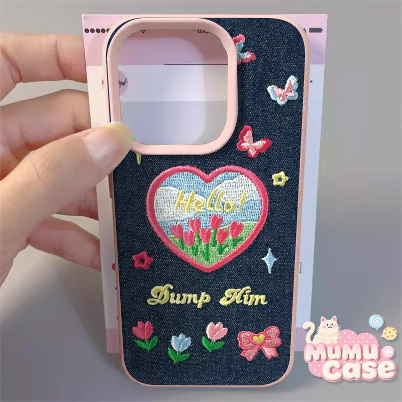 เคสไอโฟน 11 การ์ตูนคาวบอยจำลองรักดอกทิวลิปหัวใจ สำหรับ IPhone 13 15 12 14 16 11 Max 12 Pro X XS Max 16 15 7 8 14 Plus XR