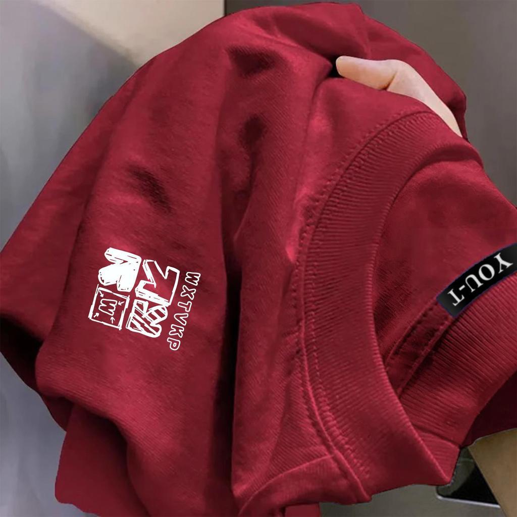 ChillTee📦เสื้อ oversize ผ้าCotton  เกาหลีสไตล์ พิมพ์ลาย"WXTVKP" สตรีทแฟชั่นเสื้อยืดแขนสั้นผู้ชาย【COD】