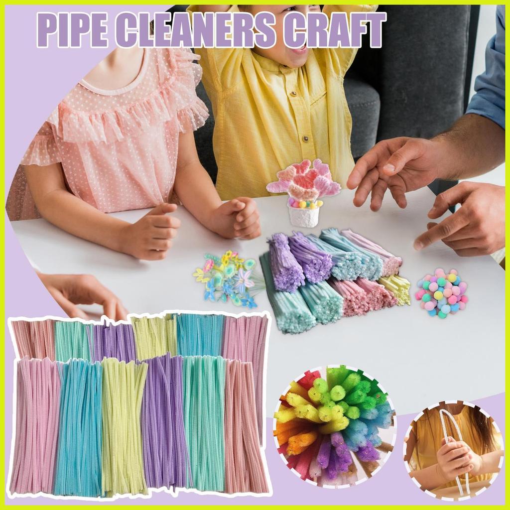 สีท่อทําความสะอาด 200X Fuzzy Wire Sticks 20X ผมลูกบิด Stick สําหรับช่อดอกไม้สัตว์ฮาโลวีน decfeyeth