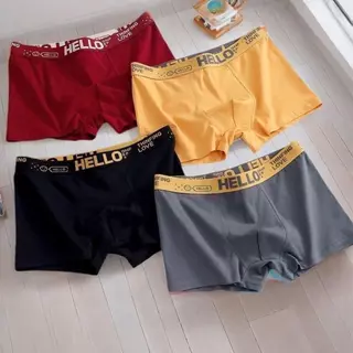 คุณภาพแท้ ไม่ใช่คุณภาพขโมย！【เซ็ต 5/10 ชิ้น】HELLO-กางเกงบ็อกเซอร์ผู้ชาย Men Underwear Boxer ดีไซน์เป้ากางเกงสองชั้น