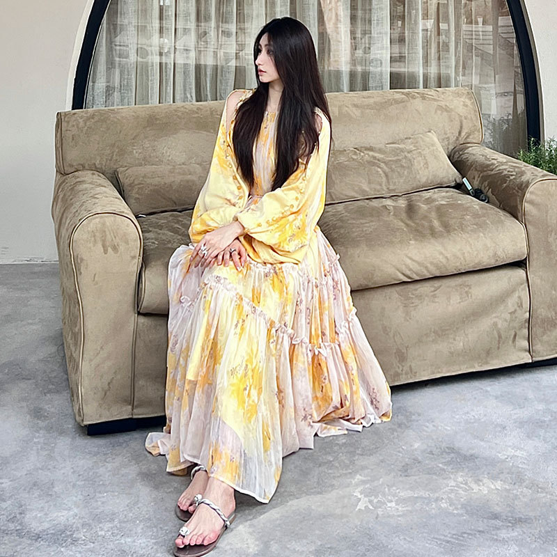 สไตล์อินเทรนด์พร้อมสต็อก Aconi Sunset Pomelo Sea Light Luxury Heavy Industry High-End Design French 