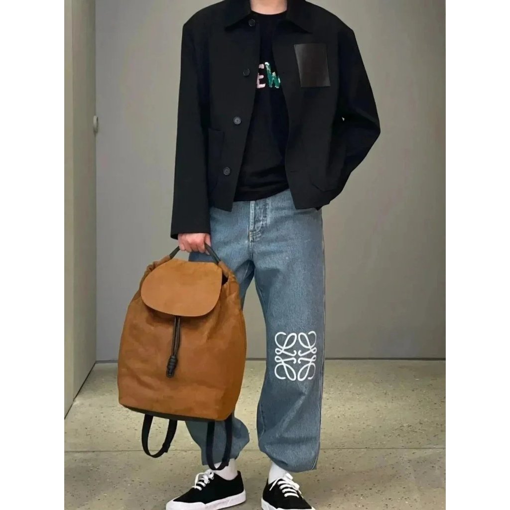 LOEWE LOEWE ชุดสไตล์ใหม่ผู้ชายกระเป๋าเป้สะพายหลัง Drawstring กระเป๋านักเรียนกระเป๋าผู้ชายกระเป๋าถือก