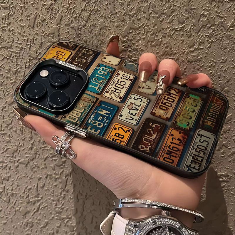 ป้ายทะเบียนย้อนยุคสีสันสดใสเคสพลังเงินเหมาะสําหรับเคสโทรศัพท์ iPhone เหมาะสําหรับ iPhone 17 pro max/