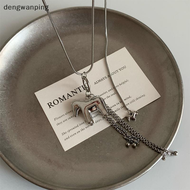 [DWP] แฟชั่นโลหะยาวเงินม้าสร้อยคอจี้สําหรับผู้หญิงการ์ตูนม้าสร้อยคอเครื่องประดับอุปกรณ์เสริม中