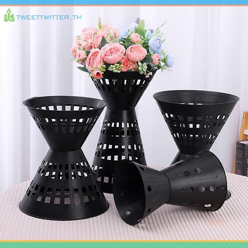 Tweet 1 ชิ้นพลาสติกดอกไม้บรรจุภัณฑ์ Liner Plant Stands บรรจุวัสดุ Fixing Bouquet ฐานการจัดดอกไม้อุปกรณ์ดอกไม้ TH