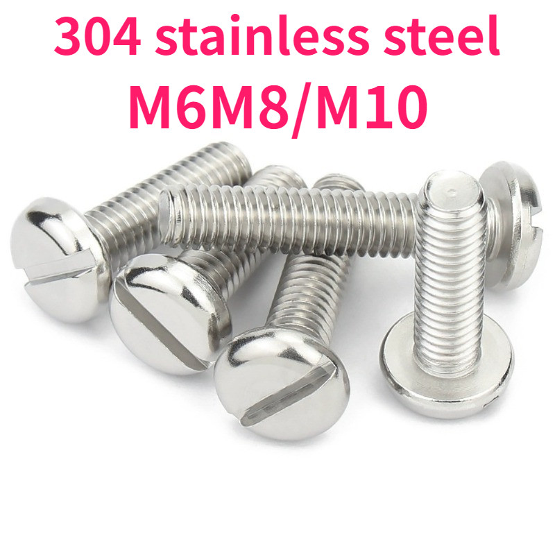 304 สแตนเลส one-slot สกรูหัวทรงกระบอก GB65 สกรู slotted หัวกลม bolt M6M8/M10999-MB