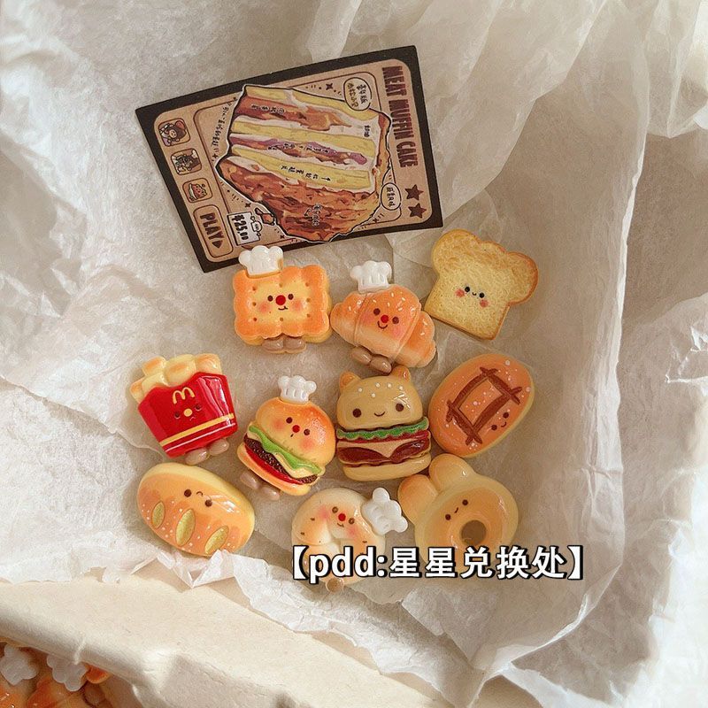 Chef French Fries Breadman Burger ของเล่นเรซิ่น ตกแต่งแบบน่ารัก พร้อมกิ๊บติดผม สติกเกอร์ตู้เย็น และถ้วยมือน่ารัก - รูปที่ 3