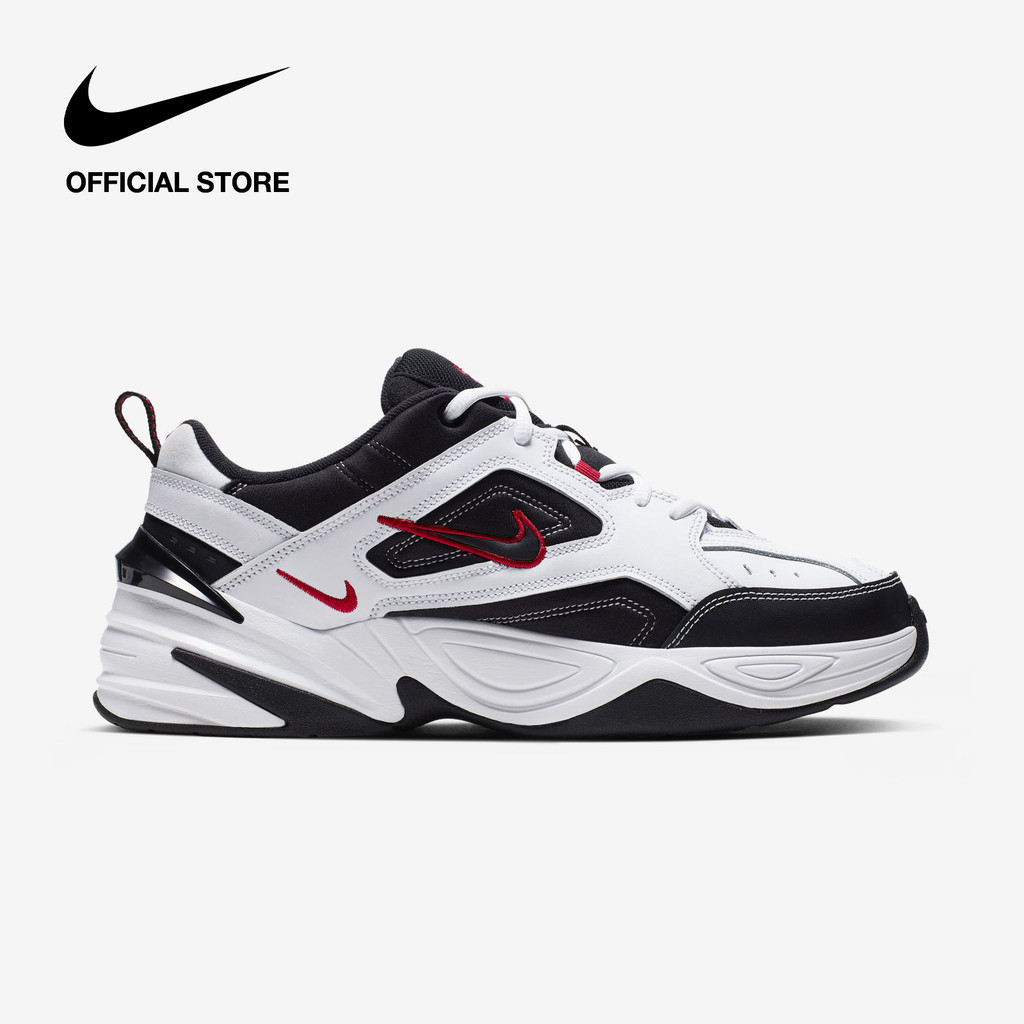 Nike M2K Techno รองพื้นลดแรงกระแทก เหมาะสำหรับการวิ่งในเมือง ขาว ดำ แดง