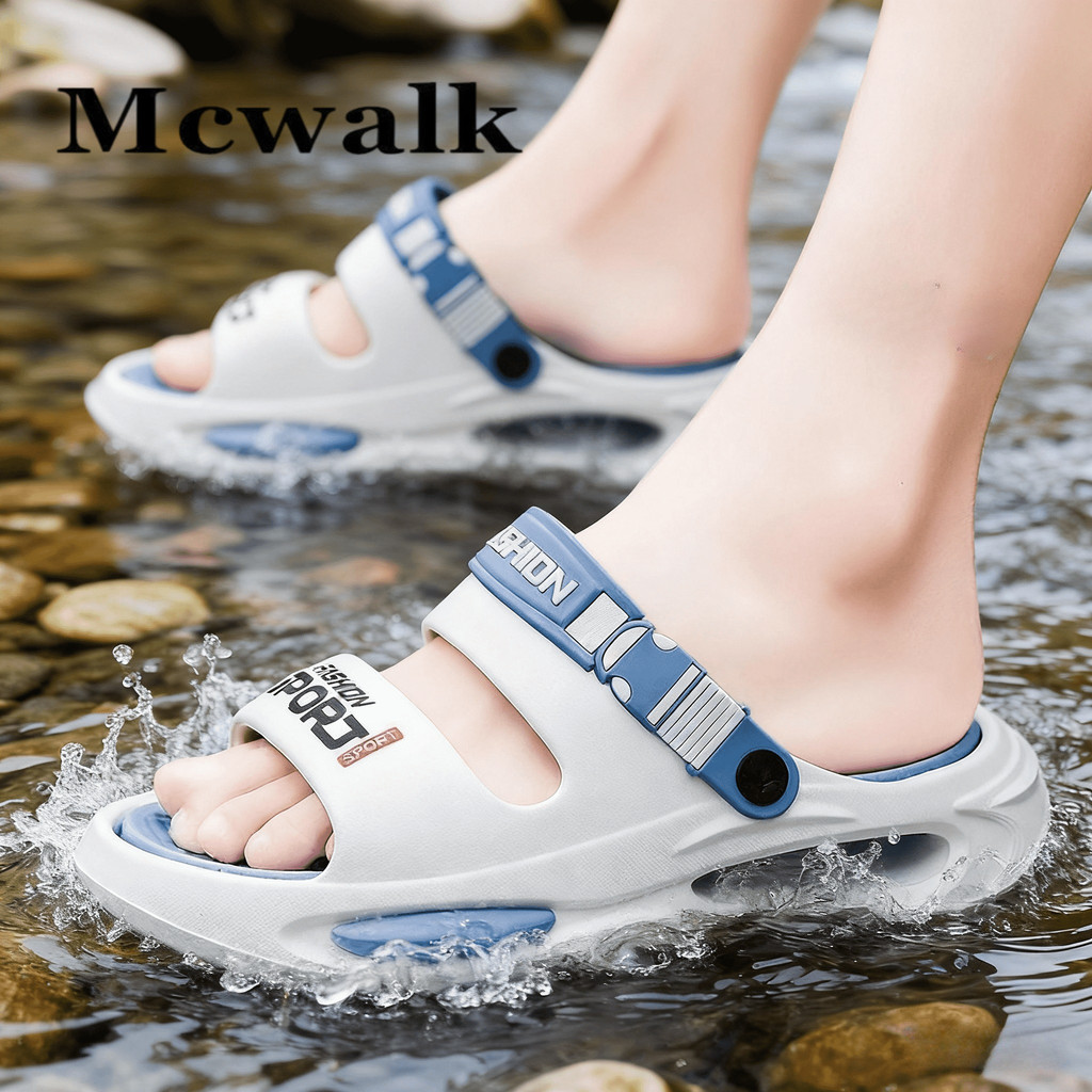 MCWALK|ผู้ชาย รองเท้าแตะ | กลางแจ้ง รองเท้าแตะ การสึกหรอ ป้องกันการลื่น แบคทีเรีย ป้องกันกลิ่น ขับรถ