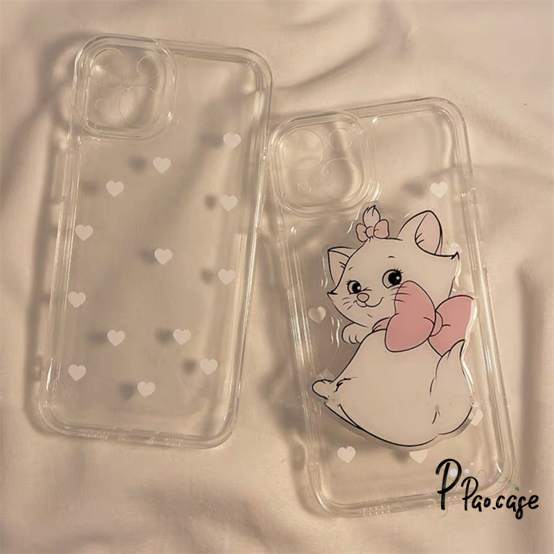 สำหรับ IPhone 11 14 17 15 16 13 12 Pro Max XS XR X Max 8 7 16 15 Plus SE เคสใสนุ่มน่ารักสีขาวรูปหัวใจแฟชั่นสดใหม่ - รูปที่ 4