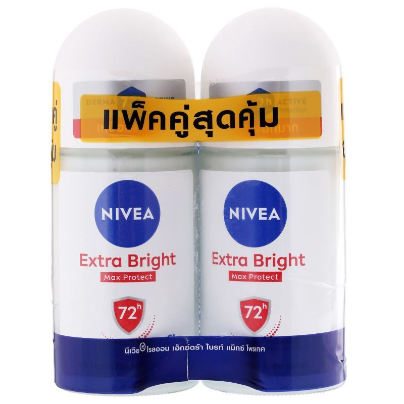 นีเวียโรลออนไบรท์แม็กซ์โพรเทค 50มล. แพค 2 Nivea Roll On Bright Max Protect 50ml. Pack 2 [หมายเลขบาร์โค้ด 8850029043579]