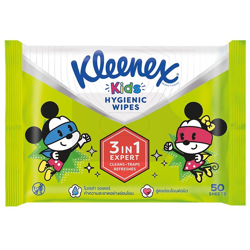 คลีเน็กซ์ผ้าเช็ดทำความสะอาดผิวแบบเปียกลายดีสนีย์ 50แผ่น Kleenex Moist Wipe Disney 50sheets [8888336011653 ]