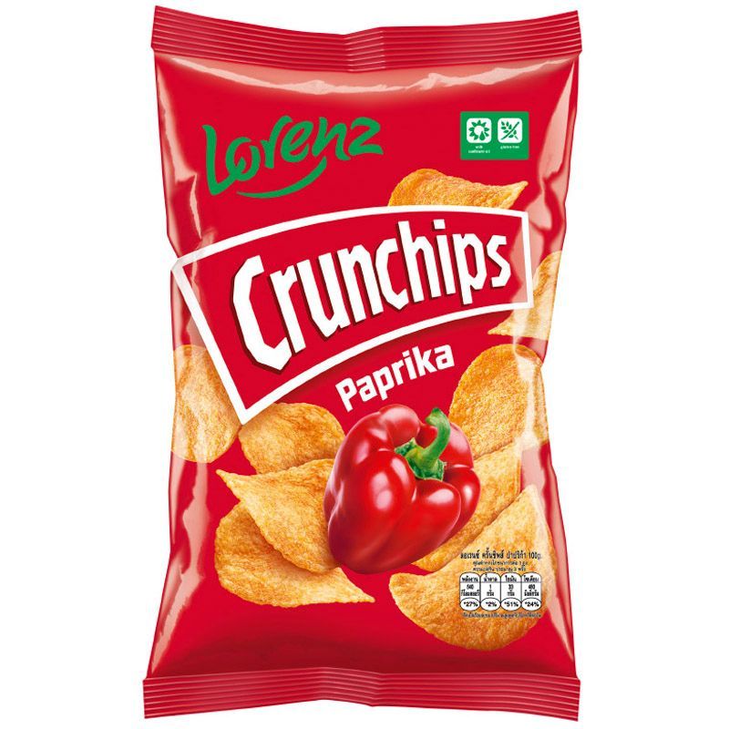 ลอเรนซ์มันฝรั่งครั้นชิพส์รสปาปริก้า 100กรัม Lorenz Crunchips Paprika 100g. [หมายเลขบาร์โค้ด 4017100713903]