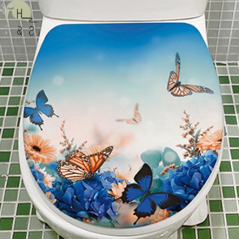 [H&S] Rose Flower Butterfly Pattern Toilet Stiers อุปกรณ์ห้องน้ํา Stiers ภาพวาดแบบมีกาวในตัว PVC Stier แบบถอดได้ {th}