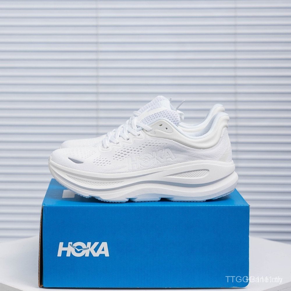 HOKA ONE ONE Bondi 9 รองเท้าวิ่งผู้ชายและผู้หญิง Breathable Antislip สีขาวล้วน NQ8N N8HZ